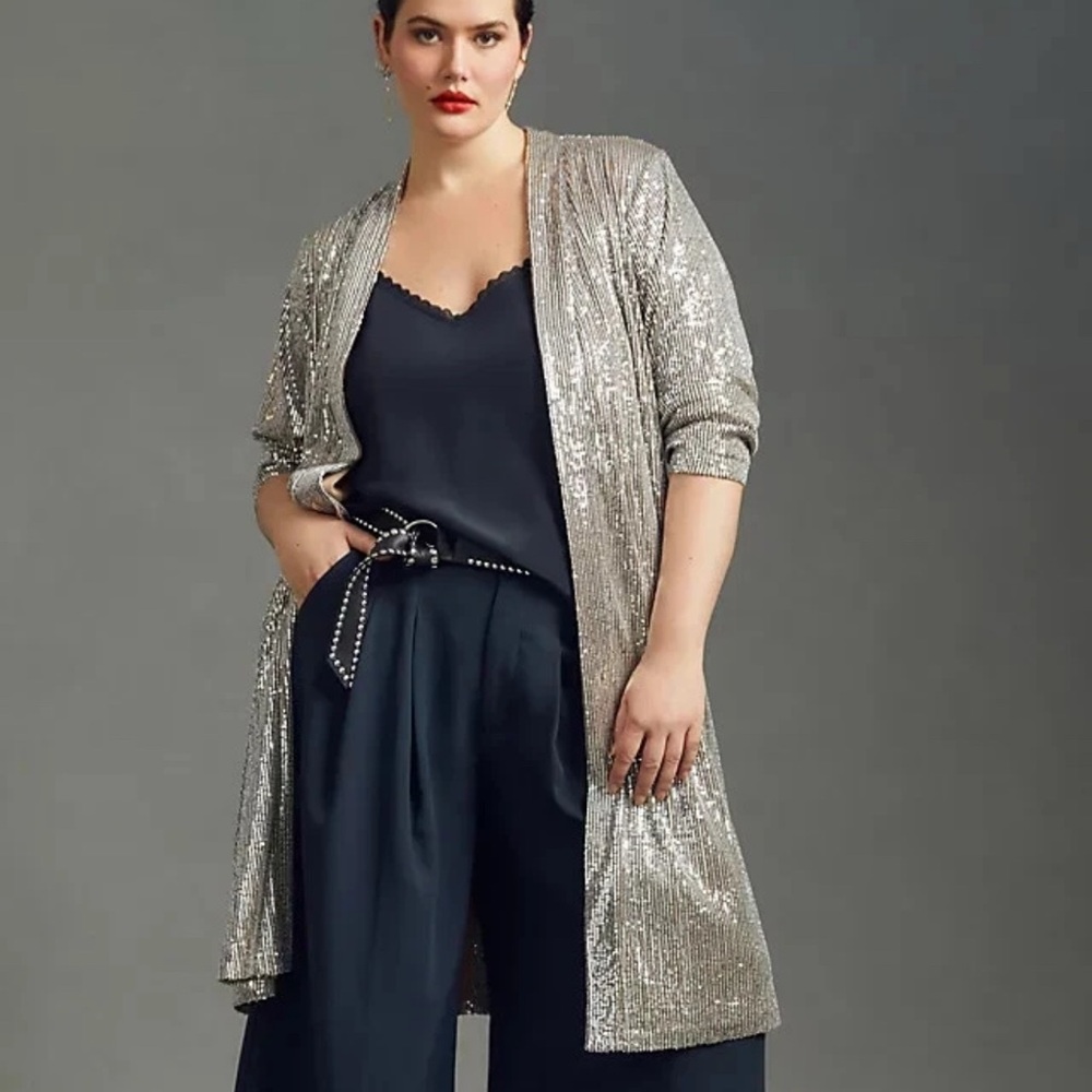 NWT Anthropologie x Mare Mare Taupe Sequin Duster Size XL